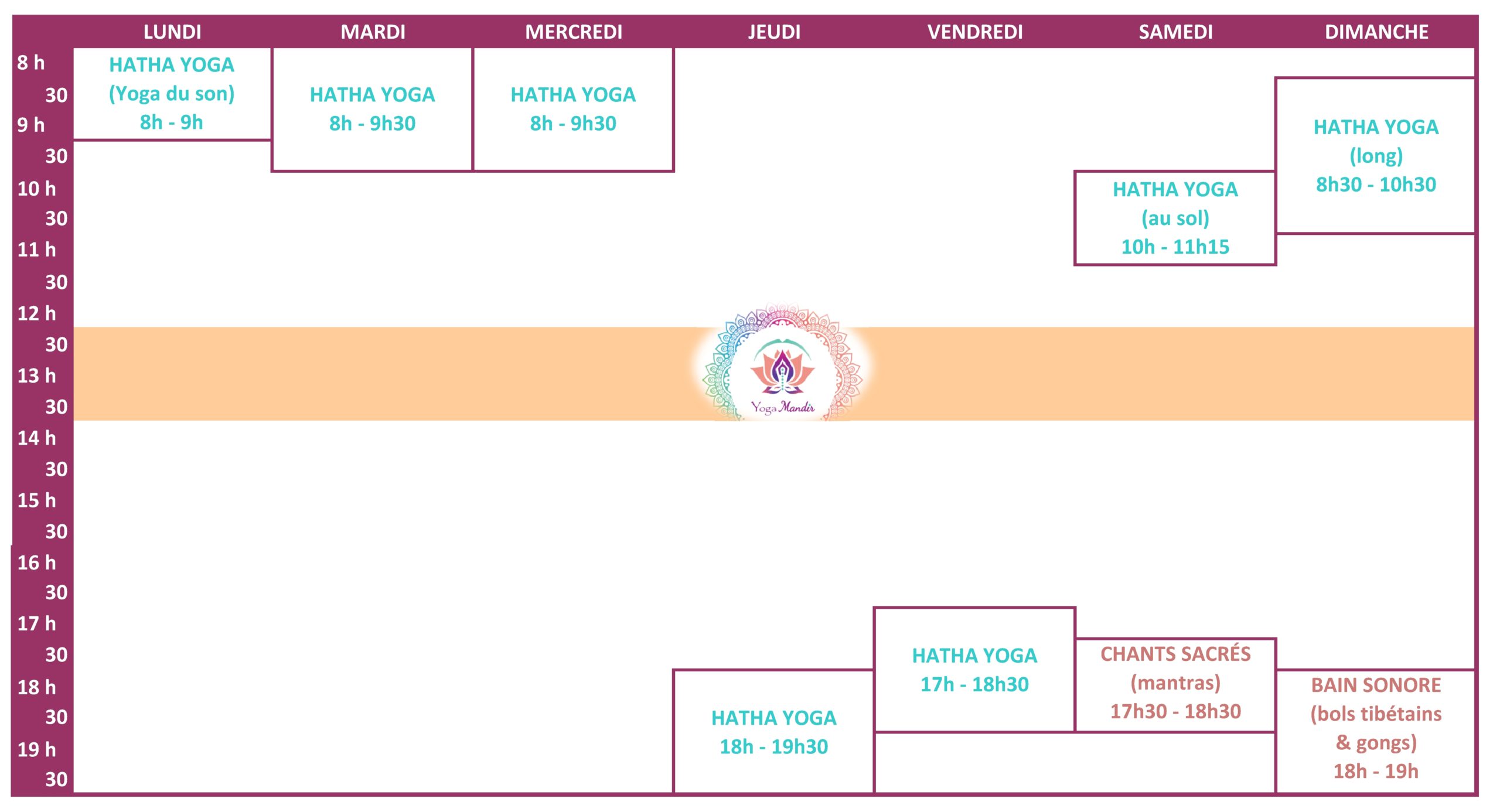 Planning La Maison du Yoga